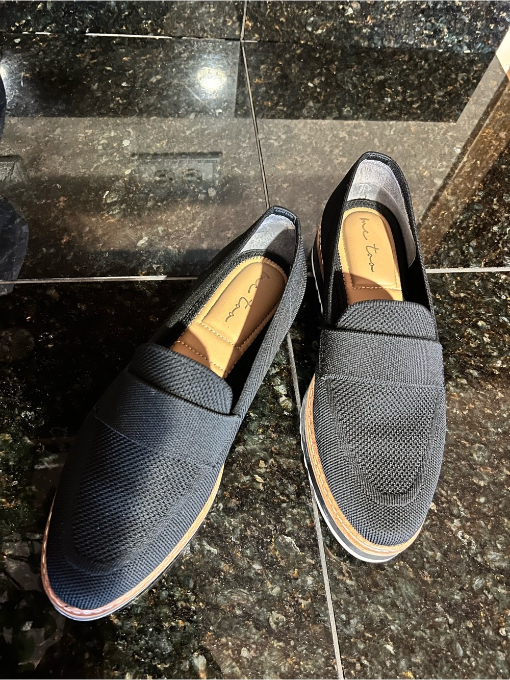 me too Black Knit Slip-On Loafers